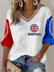 Women's Britain Baseball Peinted Waffle T-shirt
