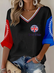 Women's Britain Baseball Peinted Waffle T-shirt