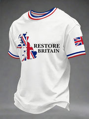 Men's Restore Britain UK Flag Print Casual Tee