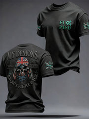 Men's Retro UK PTSD Awareness Printed T-shirt