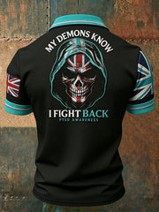 Men's Retro UK PTSD Awareness Printed Casual Tops