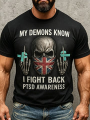 Men's Retro UK PTSD Awareness Printed T-shirt