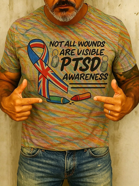 Men's PTSD Awareness Art Printed T-shirt