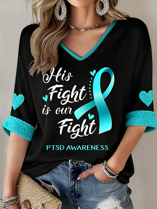 Women's PTSD Awareness Art Printed T-Shirt