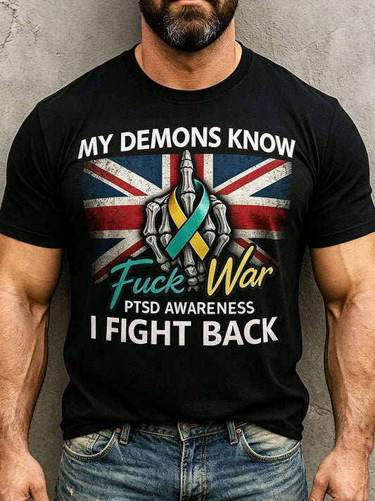 Men's PTSD Awareness Art Printed T-shirt