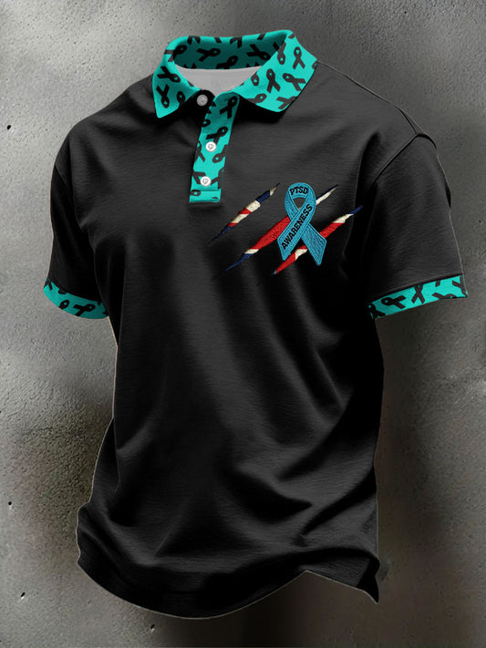 Men's PTSD Awareness Art Printed Casual Tops