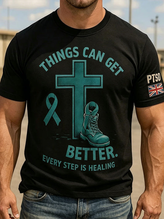 Men's PTSD Awareness Art Printed T-shirt