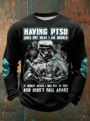 Men's PTSD Awareness Veteran Printed Waffle Tops