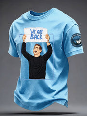 Men's Cov Is Back Football Lover Sky Blues Printed T-shirt
