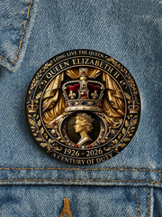 Unisex Queen's 100th Anniversary Print Brooch