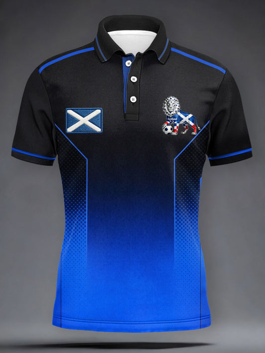 Women's UK Football Lover Scotland Printed three buttons short sleeve
