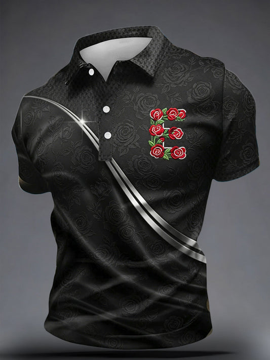 Men's England Rugby Lover Roses Art Printed Casual Tops