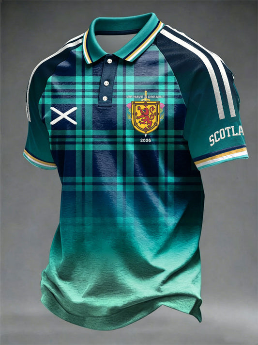 Men's UK Football Lover Scotland Printed three buttons shoulder sleeve