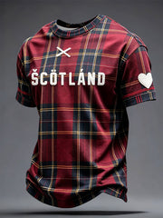 Men's Scotland Football Lover Heart Art  Printed T-Shirt