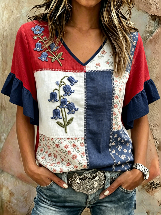 Women's Bluebell Print  short-sleeved T-shirt