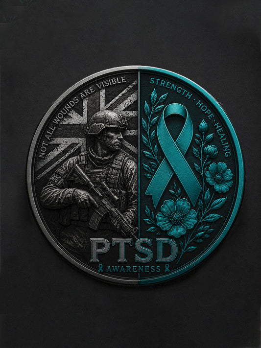 PTSD Awareness Veteran Printed Pins