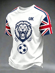 Men's British Football Lion Embroidered Casual Unisex T-shirt