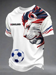 Men's British Football Lion Embroidered Casual Unisex T-shirt