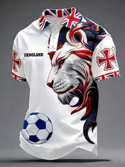 Men's British Football Lion Embroidered Casual Unisex T-shirt