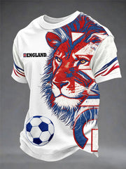 Men's British Football Lion Embroidered Casual Unisex T-shirt