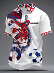 Men's British Football Lion Embroidered Casual Unisex T-shirt