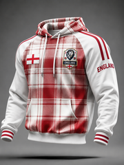 Men's UK Football Lover England Printed Velvet Raglan Hoodie