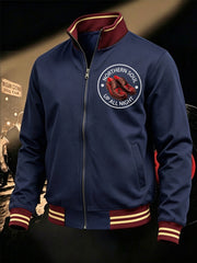 Men's Retro Northern Soul Up All Night Print Casual Zipper Sweatshirt