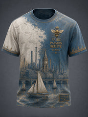 Men's Manchester Football Lover City&Bee Art Printed T-shirt