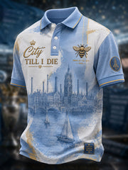 Men's Manchester Football Lover City&Bee Art Printed Casual Tops