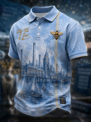 Men's Manchester Football Lover City&Bee Art Printed Casual Tops