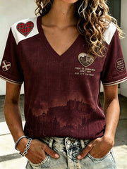Women's Hearts Edinburgh Scotland Football Lover Printed  T-shirt