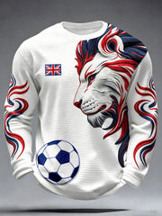 Men's British Football Lion Casual Waffle Long Sleeve T-Shirt