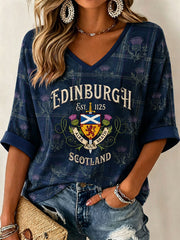 Women's Scottish Print Casual T-Shirt