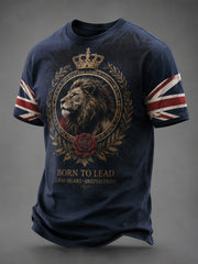 Men's Pride Of Britain UK Flag Lion Print Casual Tee