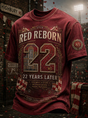 Men's North London 22 Red Reborn Champion Football Lover Printed T-shirt