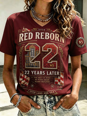 Women's North London 22 Red Reborn Football Lover Printed T-shirt