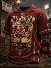 Men's North London 22 Red Reborn Champion Football Lover Printed T-shirt