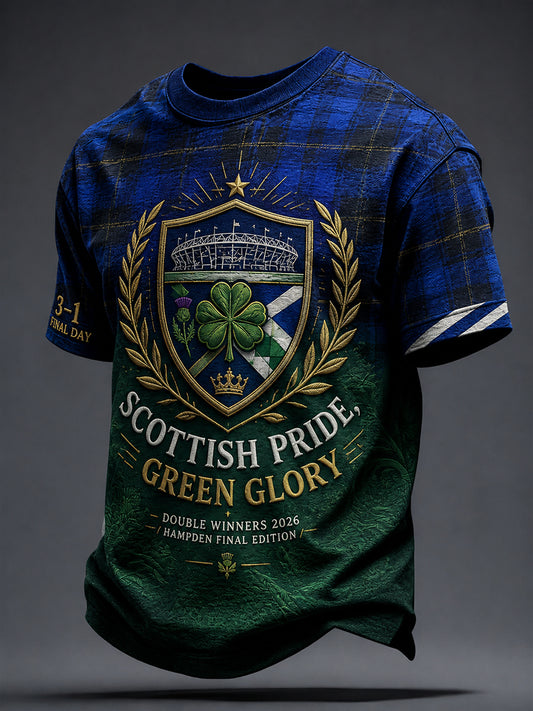 Men's Scotland Football Lover Green Faith Printed T-shirt