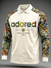 Men's Lemon Roses Music Lover Printed Three Button Shoulder Plug Long Sleeve