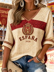 Women's Gift For Football Fans Print Casual Half-Sleeve Waffle T-shirt