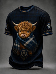 Men's Scotland Highland Cottle  Art Printed Short Sleeve T-shirt
