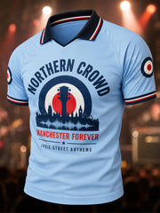 Men's Retro Rock Band Print Casual Polo