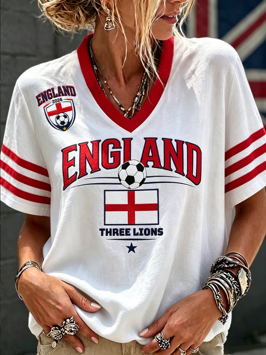 Women's UK Football Lover England Printed short-sleeved T-shirt