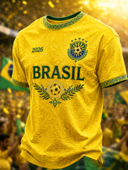 Men's Brazil Football Fan Gift Short Sleeve T-shirt
