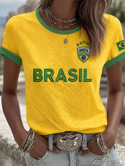 Women's Brazil Football Fan Gift Short Sleeve T-shirt