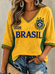 Women's Gift For Football Fans Print Casual V-Neck Tee