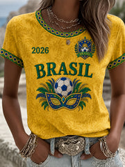 Women's Brazil Football Fan Gift Short Sleeve T-shirt