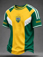 Men's Brazil Football Fan Gift Short Sleeve T-shirt
