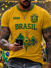 Men's Brazil Football Fan Gift Short Sleeve T-shirt