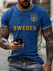 Men's Sweden Football Printed T-Shirt